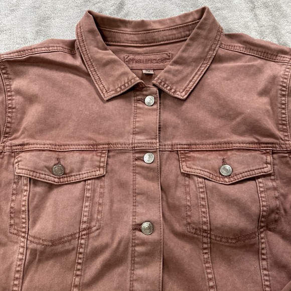 Maurices Women Button Denim Jacket Plus Size 3X Dusty Rose Pink 3 Season Coat - Picture 2 of 10